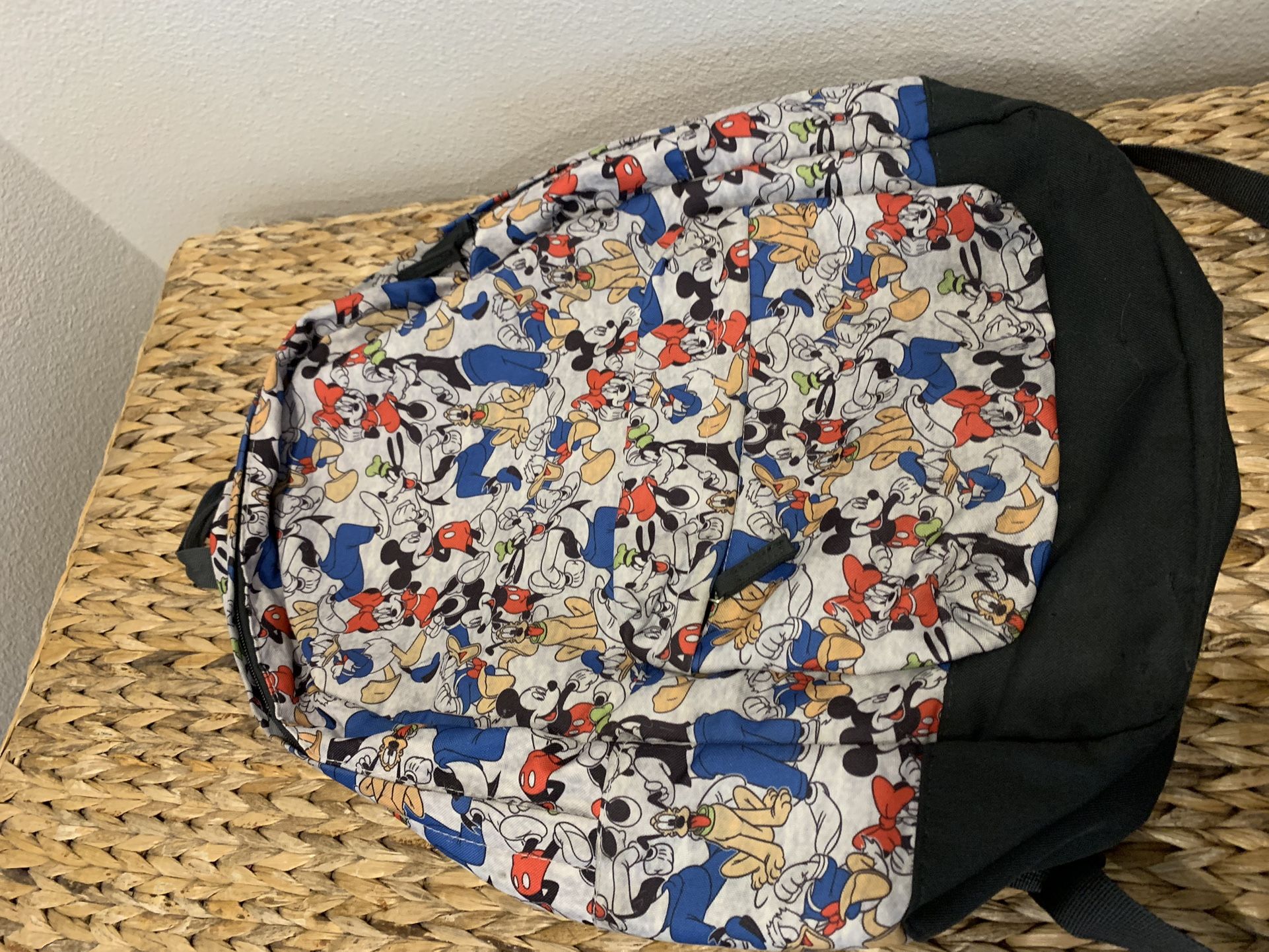Disney Characters Mickey Minnie Mouse Goofy Pluto z Donald Duck Backpack padded back & straps