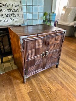 Vintage Bamboo Style Wood Cabinet