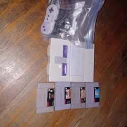 Super Nintendo Complete 2 Controllers 4 Games