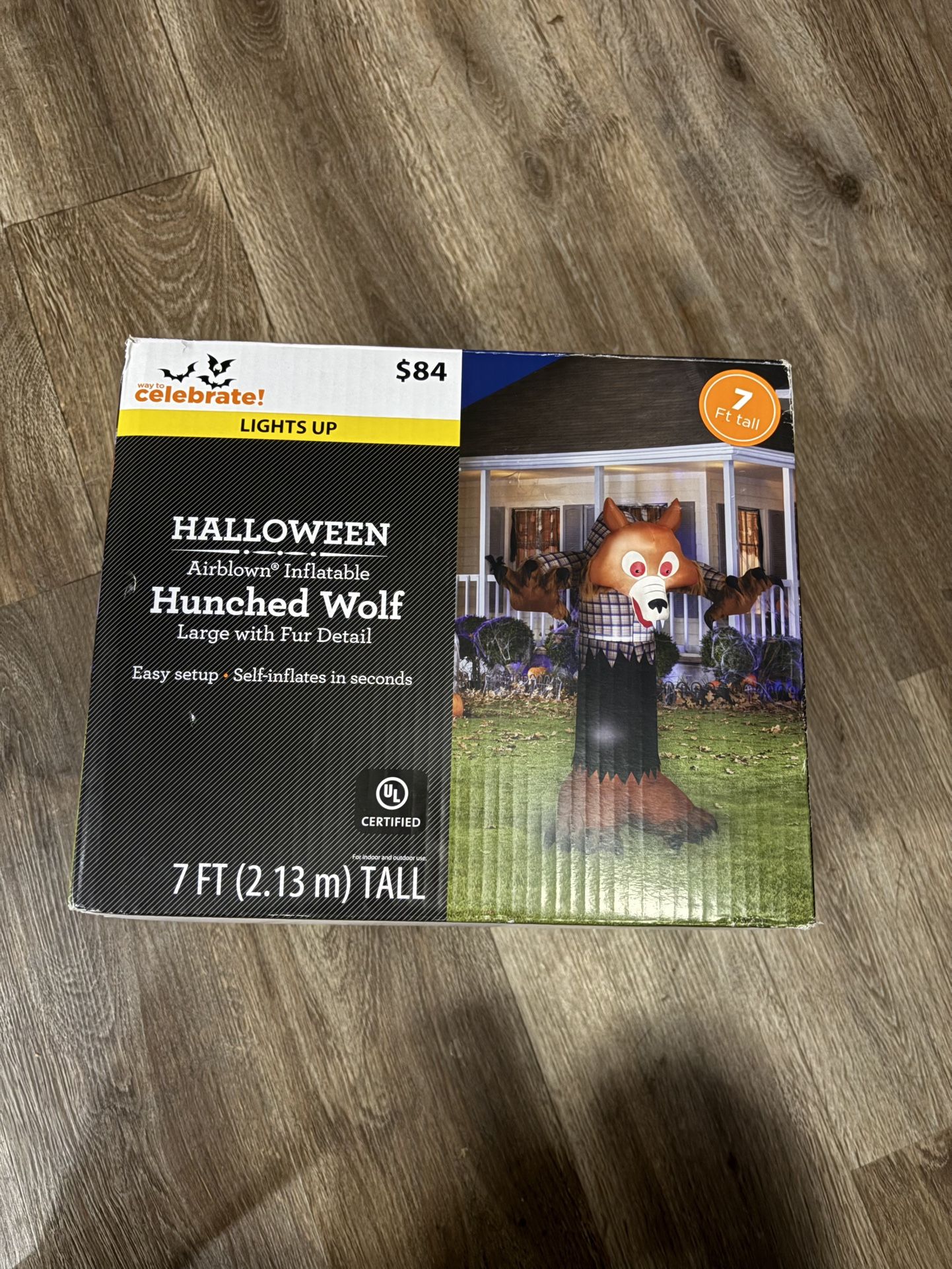 Gemmy Halloween 7 FOOT Tall Large Hunched Wolf w/ Fur Detail Airblown Inflatable