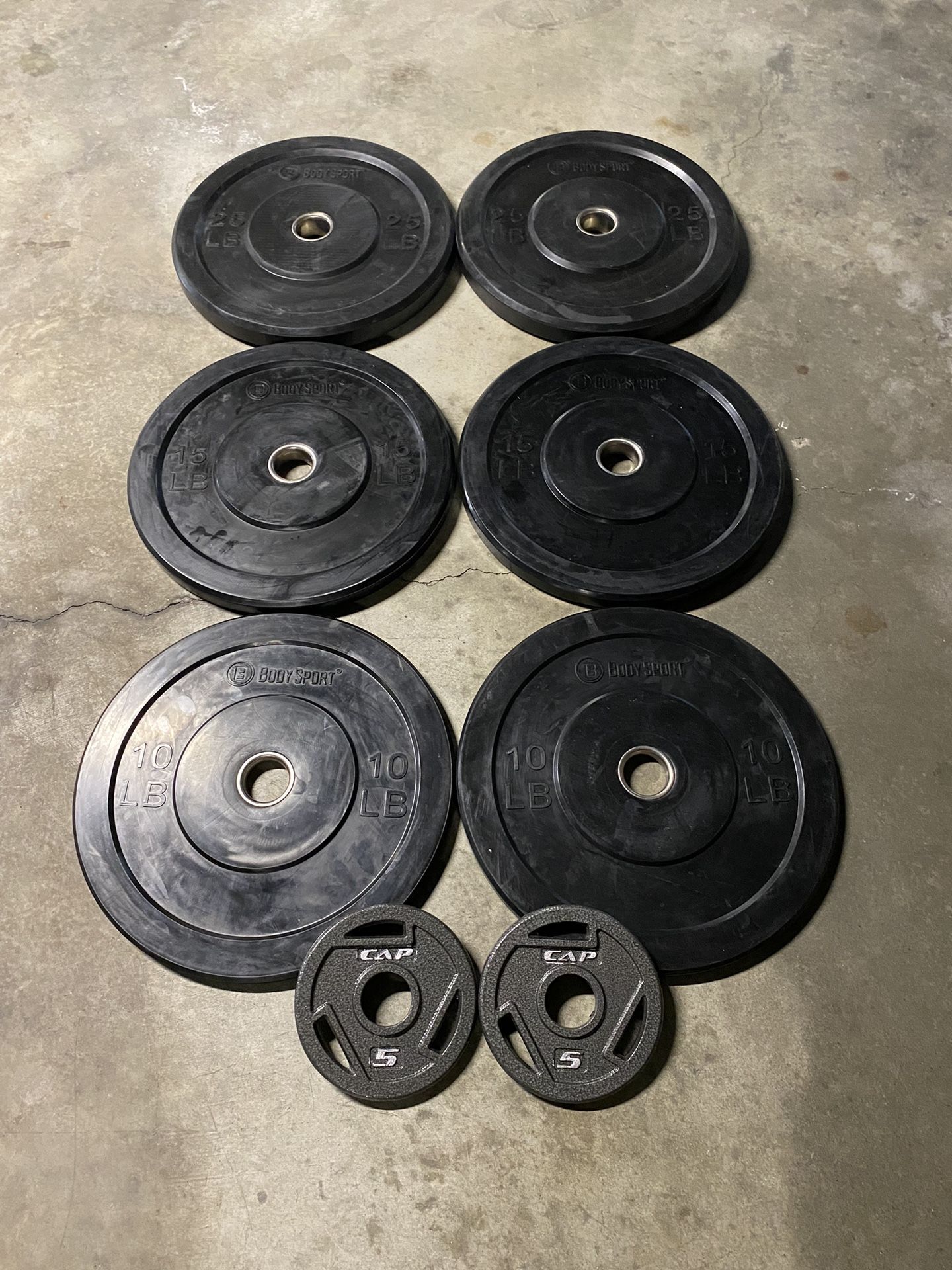 110 lbs Weights set - Olympic 2” Bumper Weight Plates LIKE NEW