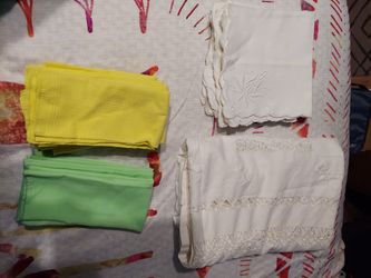 Table Cloths, Pot holders, Place Mats, Napkins, from A. Estate Sale $15.00 for all