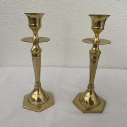 Vintage Solid Brass Candlestick Candleholder. Made in India. Set of 2.
