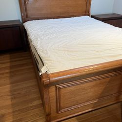 Vintage Oak Queen Bed Frame