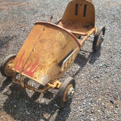 Vintage Metal Race Car Pedal Car 
