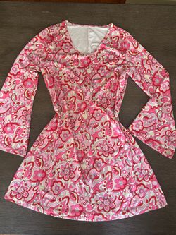 Pink Floral Print Long Sleeve Mini Dress