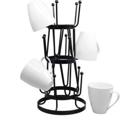 Elegante Taza de Acero Soporte para Árbol Organizador Soporte para rack (Negro)

