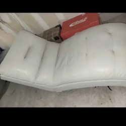 White Leather Chaise Lounge 