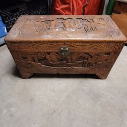 Handcarved Wood Chest