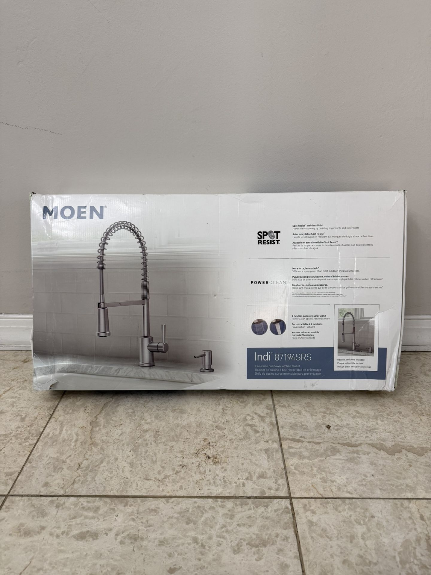 MOEN Indi Single-Handle Pre-Rinse Spring Pulldown Sprayer Kitchen Faucet with Po