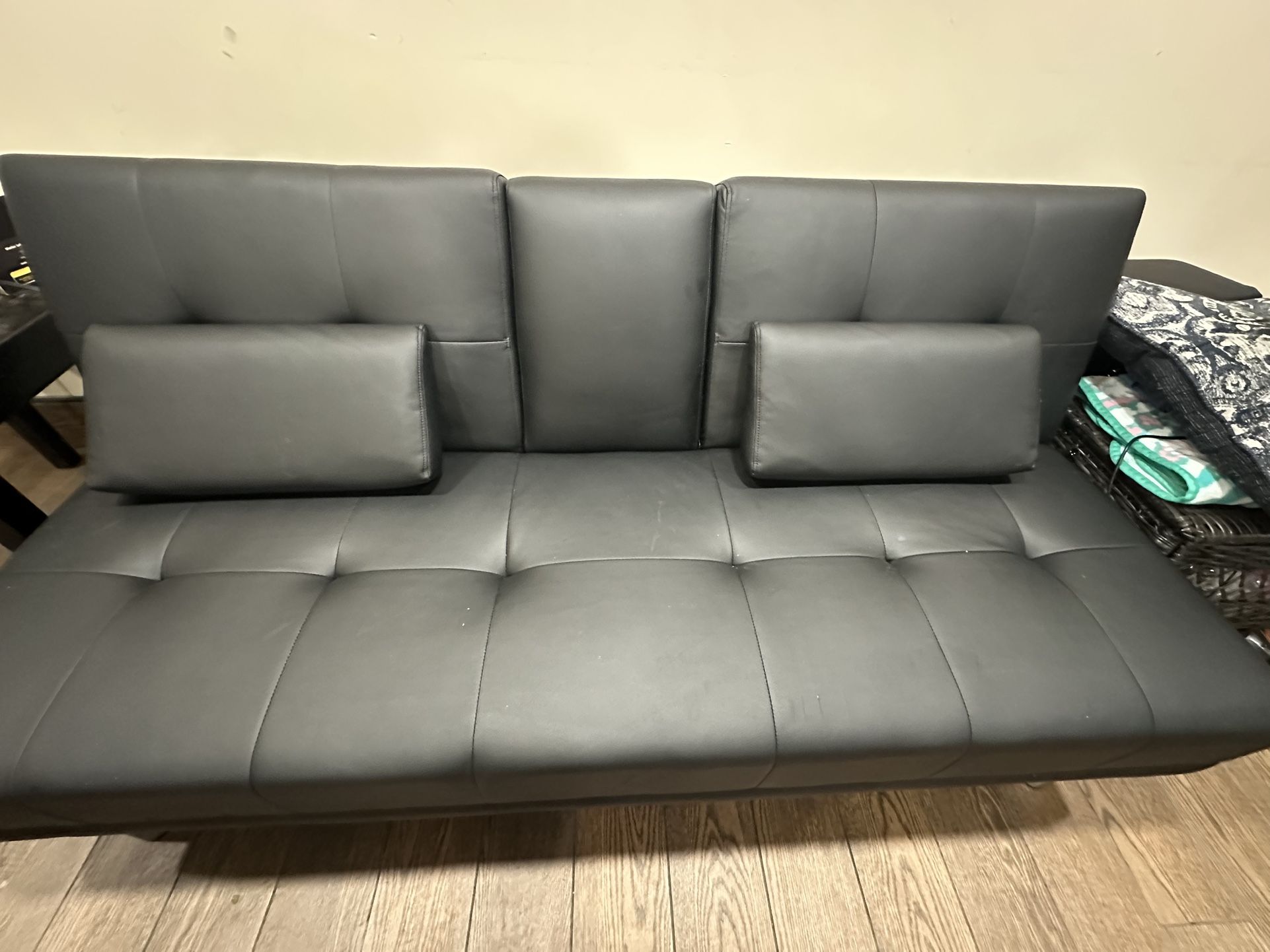 Black Leather Futon