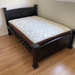 Full Solid Wood Bed & Bamboo Mattress $400