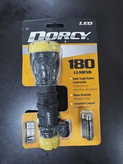 Dorcy 41-2958 Rubber LED Flashlight, Black/Yellow, 180-Lumens water resistant