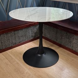 Sevinc Round Unfinished Glass Top Metal Base Dining Table