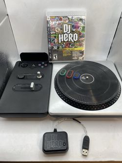 DJ Hero wireless Turntable w Dongle Game For PS3 PlayStation 3 Tested Working
