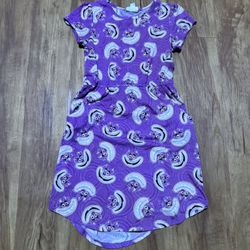 Disney LuLaRoe Girls Size 10 Cheshire Cat Midi Dress all over print with pockets