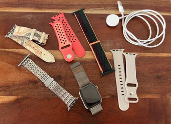 Apple Watch Series 7 (41mm, Gold Stainless Steel, GPS + Cellular) + 6 bands