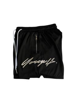 YoungLA Signature Shorts Men’s Small Black Athletic Gym Sports Drawstring Logo