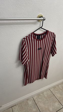 HUF T-Shirt Adult Short Sleeve Cotton Red Striped Heavyweight
