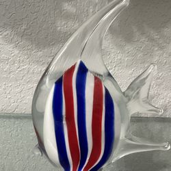 Vintage Art Mid Century Glass Fish Paperweight 