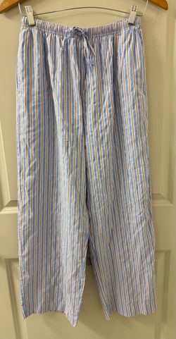 Uniqlo Cotton Striped Relaxed Fit Drawstring Easy Pants Blue Cottagewear Sz S