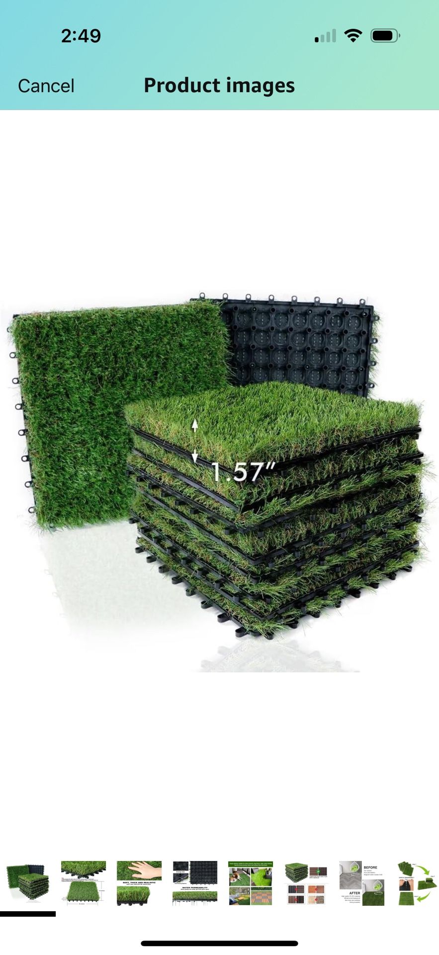 Squares 9 Pack, 12"x12" Fake Grass Mat for Balcony Patio Deck Flooring Decor, Pets Dog Pee Pad, Self-draining 8 Buckle Syste