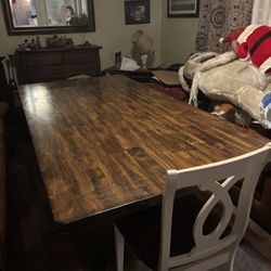 Large Dining Wood Table With Iron Base