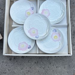 Set Of 5 Japanese Ceramic Plates