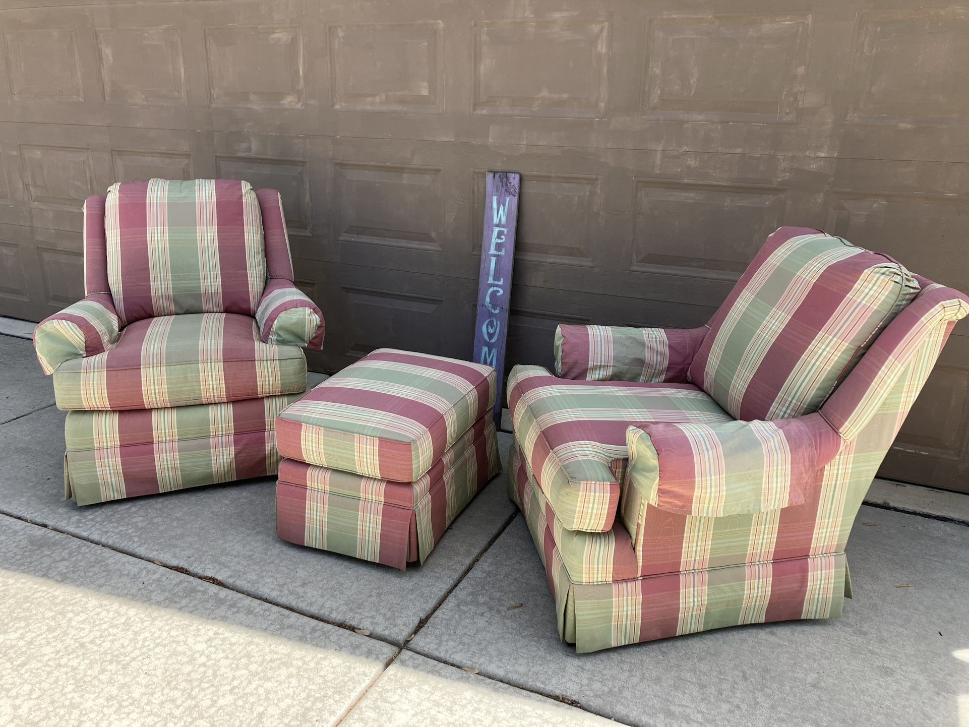 Walter E. Smithe Chairs and Ottoman