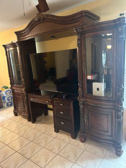 Office and tv stand combination