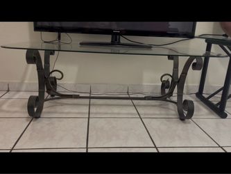 3-Piece Wrought Iron and Glass Coffee Table Set