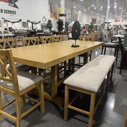 8 PIECE COUNTER HEIGHT DINING ROOM SET  