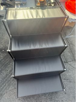 Dog ramp, 4-Step Dog ramps for Large Dogs with Non-Slip Surface, Portable Aluminum Dog Steps Supports