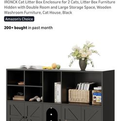New IRONCK Hidden Cat Litter Box Furniture Cabinet
