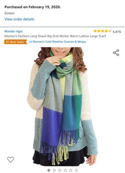 Women's Fashion Long Shawl Big Grid Winter Warm Lattice Large Scarf