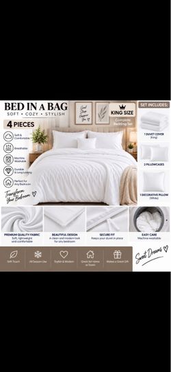 White King Duvet Cover Set β 4 Piece Bedding Set