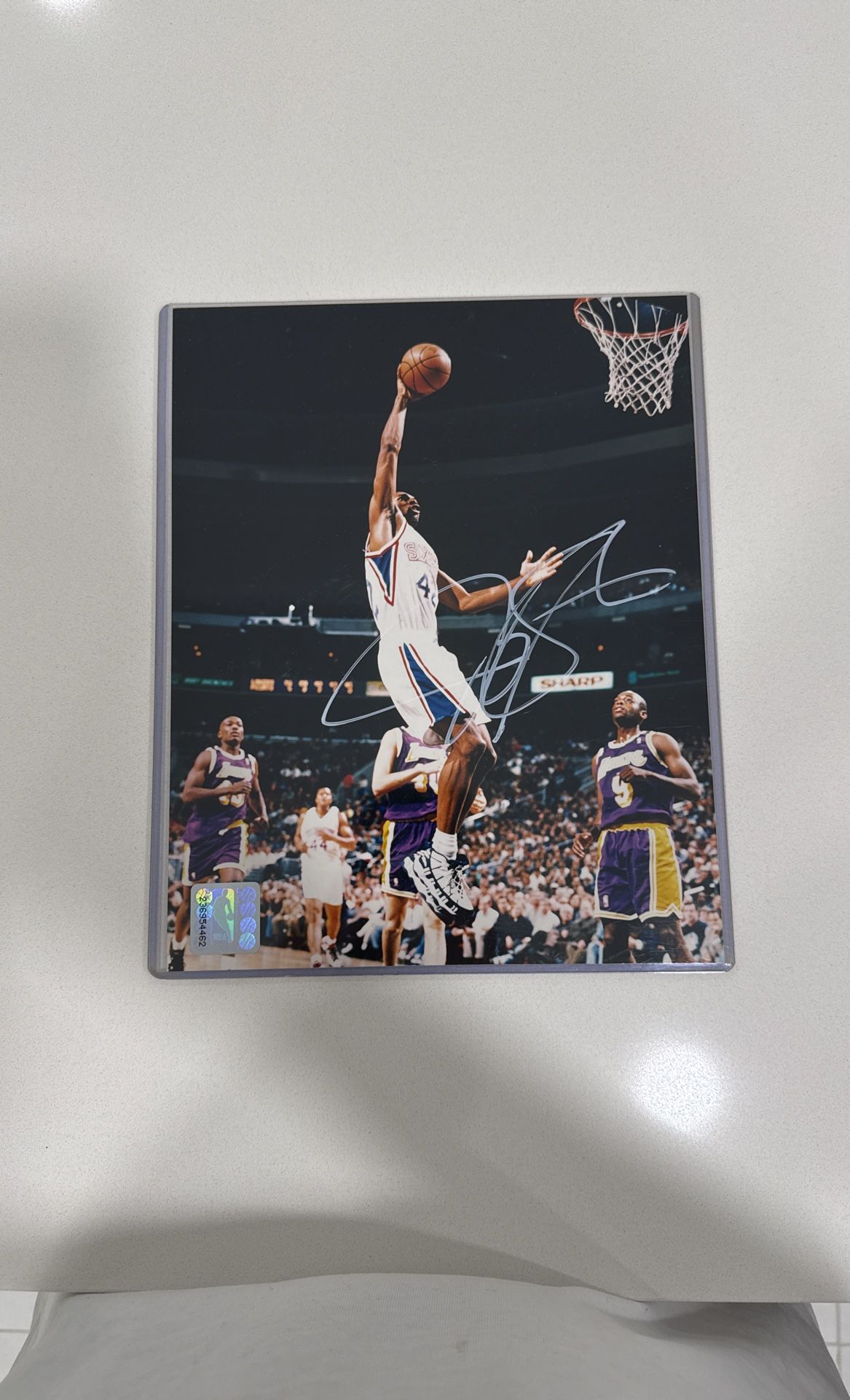 NBA JERRY STACKHOUSE AUTOGRAPH PHOTO W/ COA SIXERS