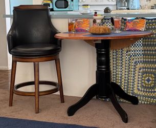 Solid table with solid bar stool