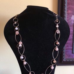 Elegant Long Gold Tone Necklace 