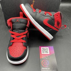 New Nike Air Jordan 1 Mid TD Toddler Baby Reverse Bred Shoes Size 7c