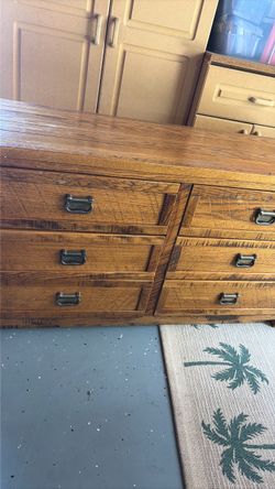 Wood Dresser with 6 Drawers and matching 2 drawer night stand