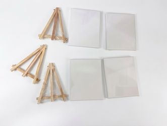 4 New 8x10 Canvases + 3 Wooden Easels – Art Set