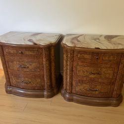 Two Nightstands With Marbled Top