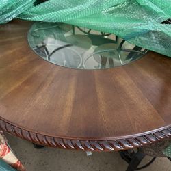 Iron Glass Wood Table