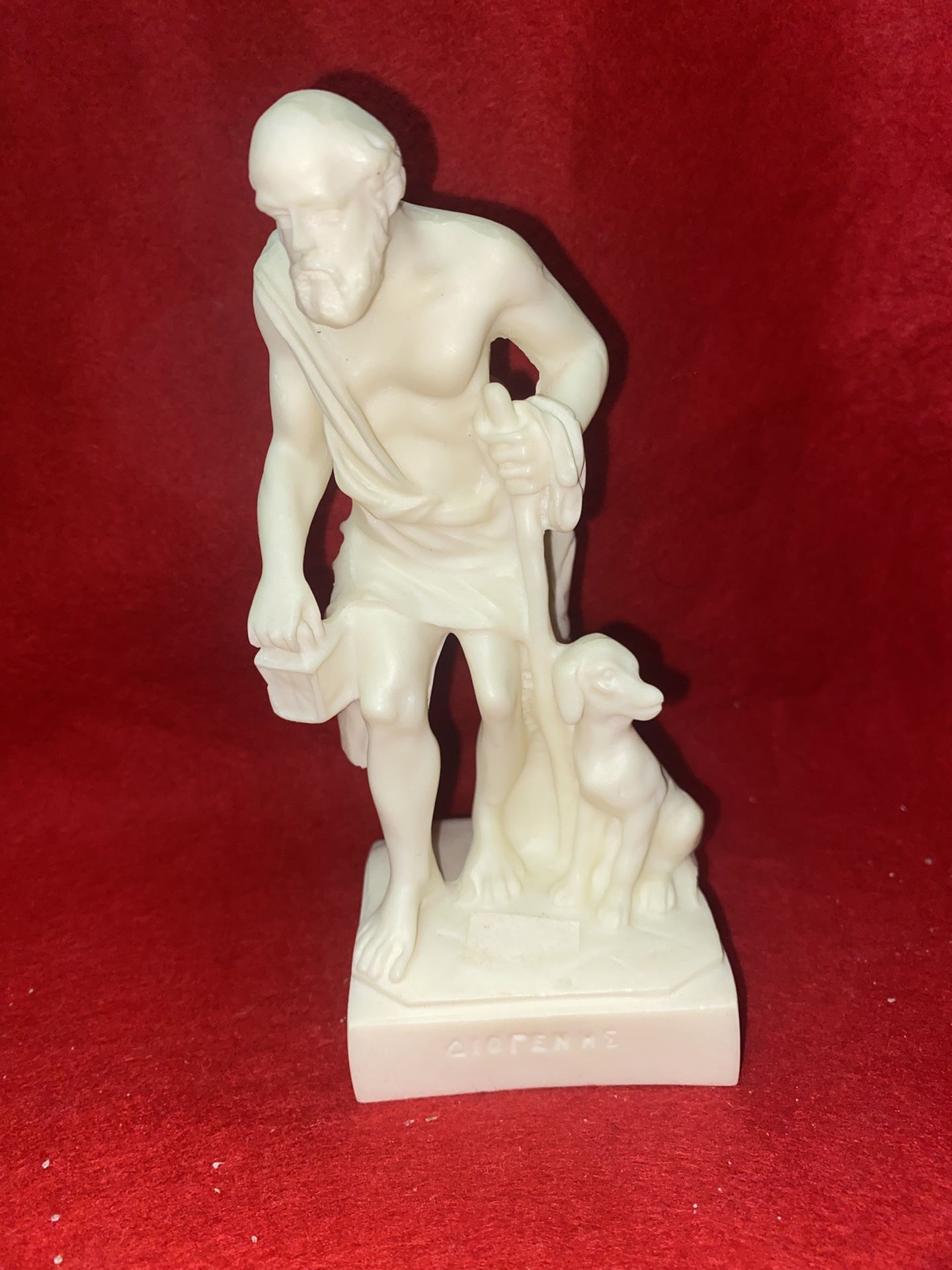6 Inch Alabaster Greek Diogenes Statue Imported From Greece