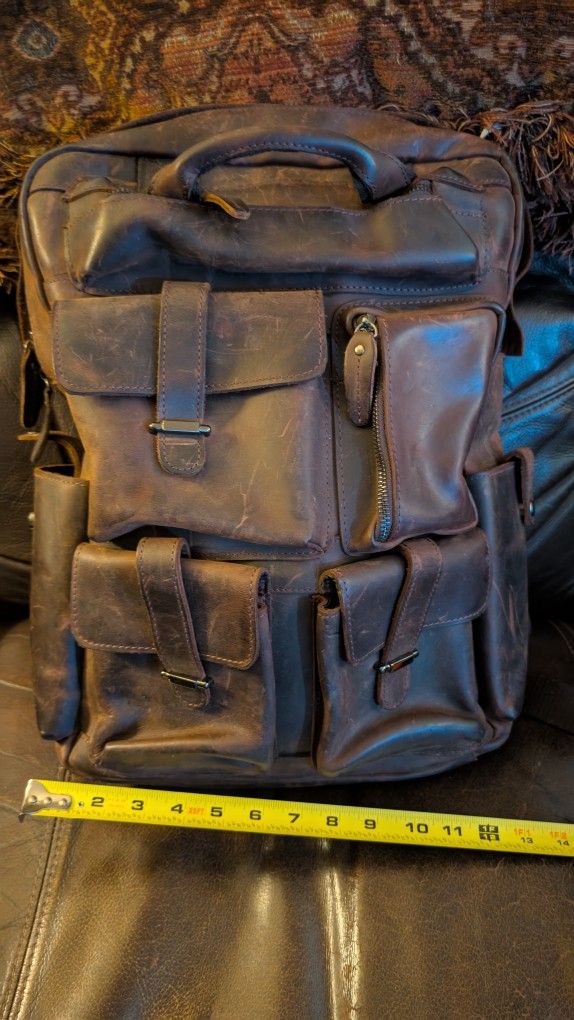 Leather Laptop Backpack