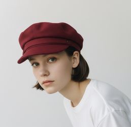 Nine West Wool Blend News Boy Gatsby Cap OSFA Wine Red Hat