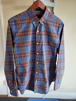 J.Crew Men's Button Slim Fit Plaid Blue