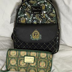 Disneyland Club 33 “Tinkerbell” Loungefly Minibackpack w/Wallet NWT