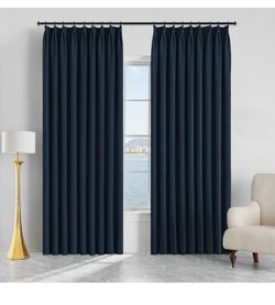New MAIHER Pinch Pleated Curtains 54W x 72L Inches,Triple Weave Navy Blue, set of 2 Panel